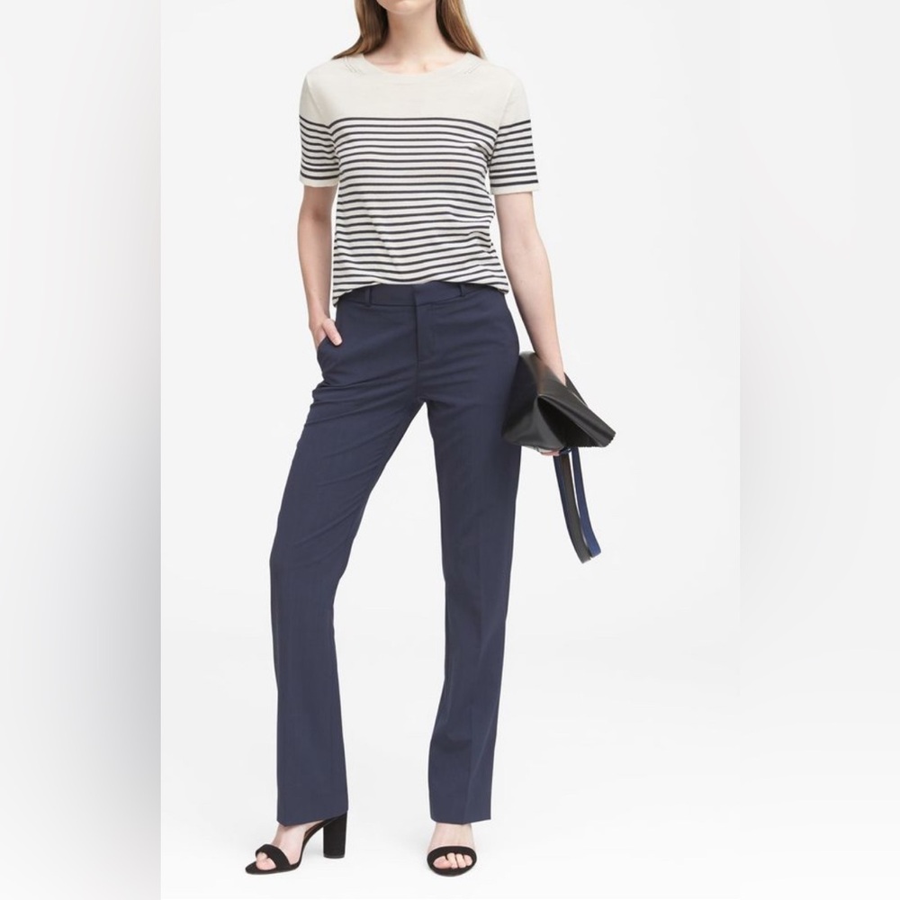 Banana Republic Logan Italian Wool Navy Blue Trousers Size 0 Petite